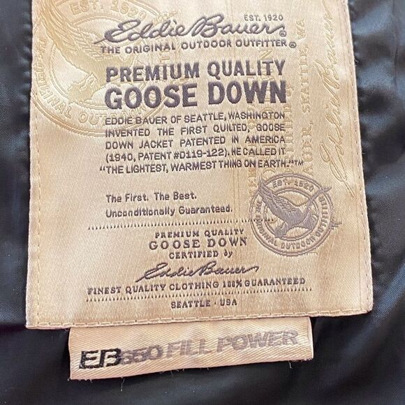 Eddie Bauer Black 350 Fill Power Down Coat Size Medium - Picture 4 of 12